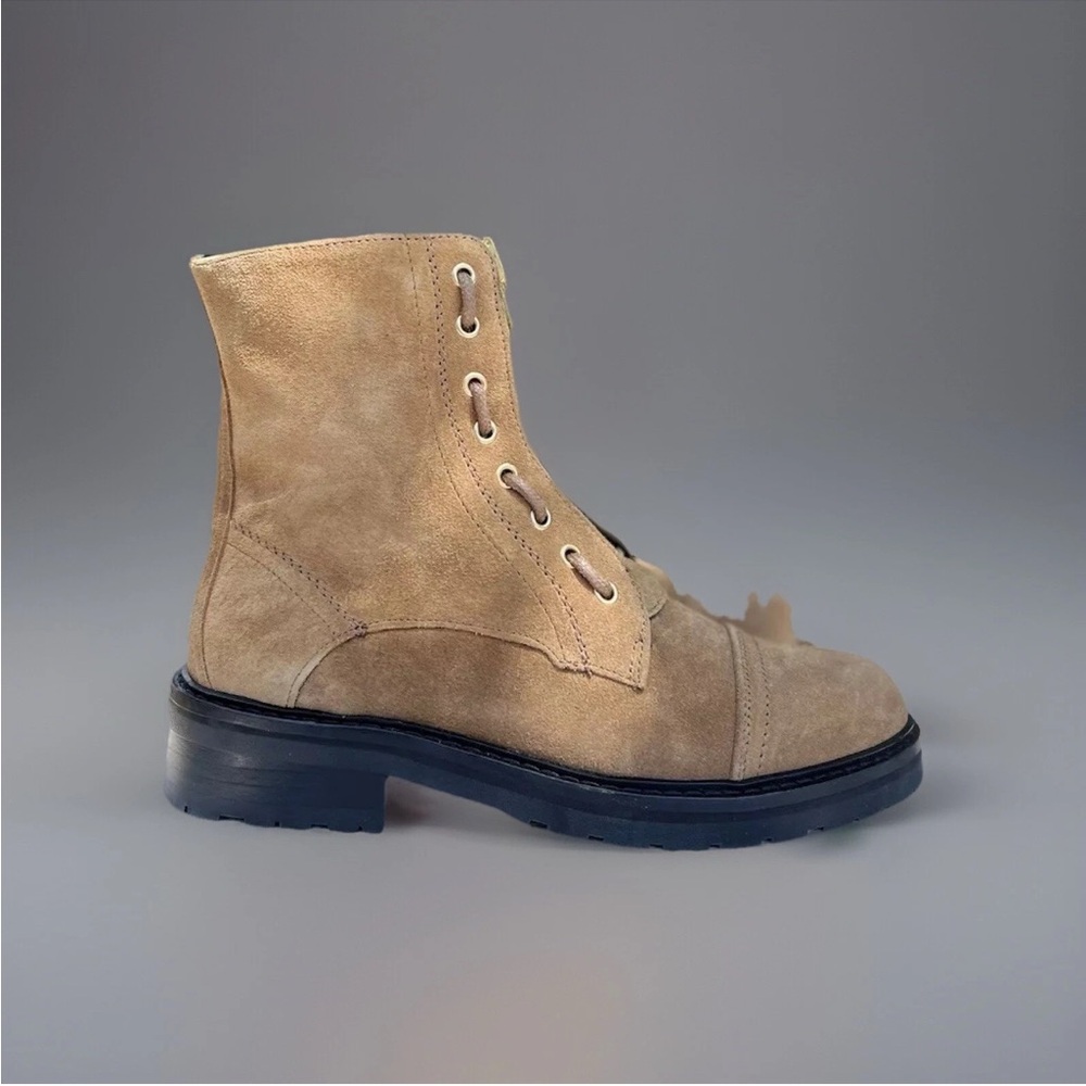 NWT Allsaints Beige Brown Combat Boots 38 7.5 Women